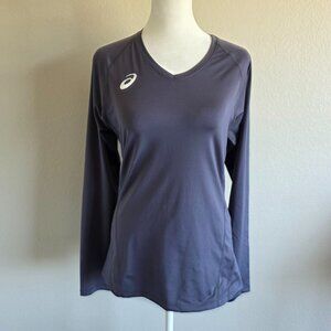 NEW ASICS Women's Spin Serve Volleyball Jersey Long Sleeve Top Gray Size M NWT